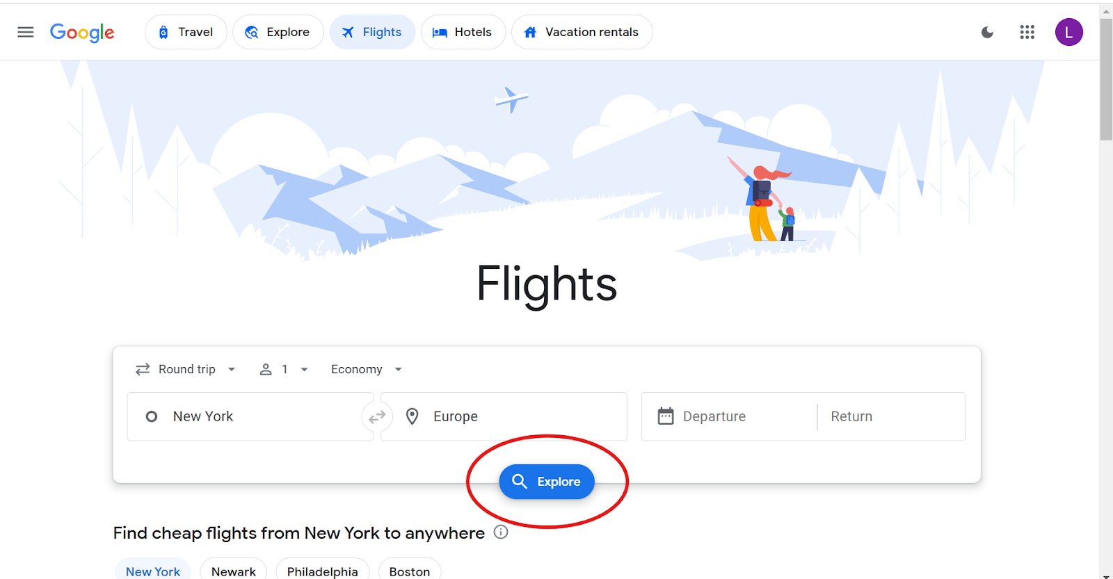 How to use Google Flights Explore option