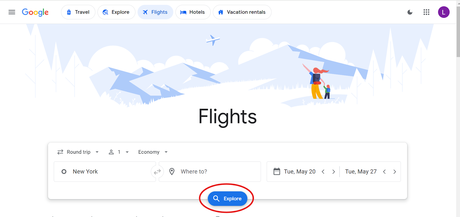 How to use Google Flights Explore option